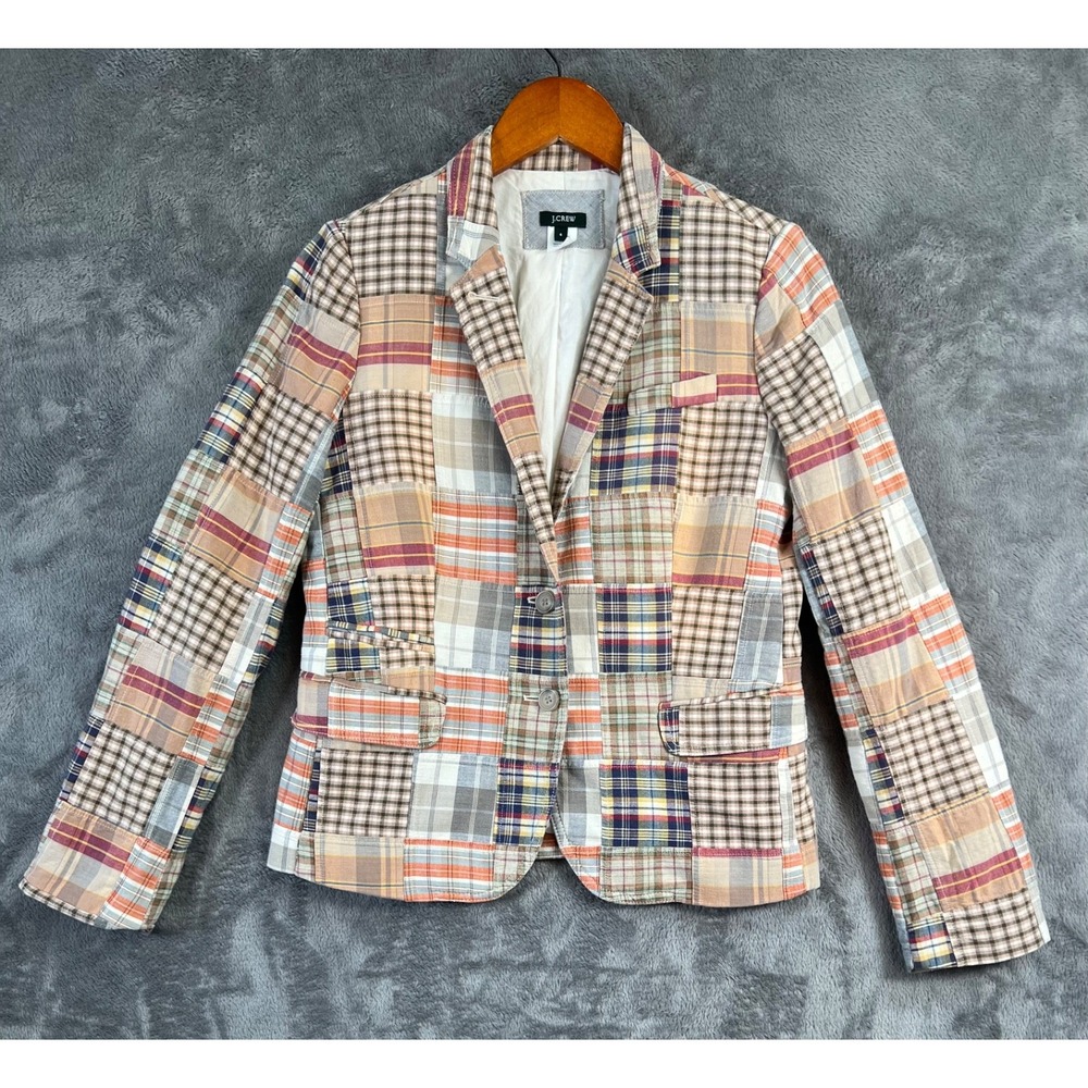 J Crew Plaid Madras Blazer Jacket 6 Heritage Academia Preppy Classic Colorful